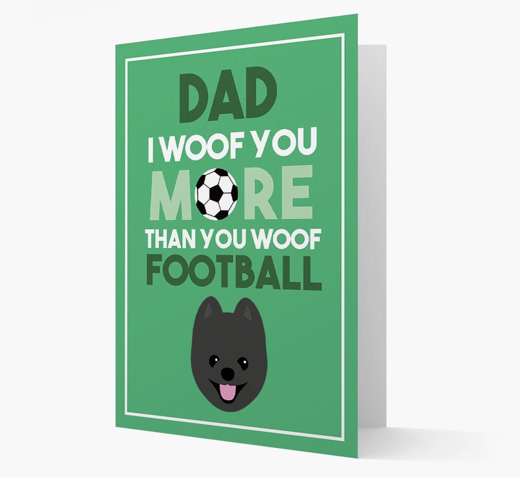 'Woof you more than you woof Football' Card with {breedFullName} Icon