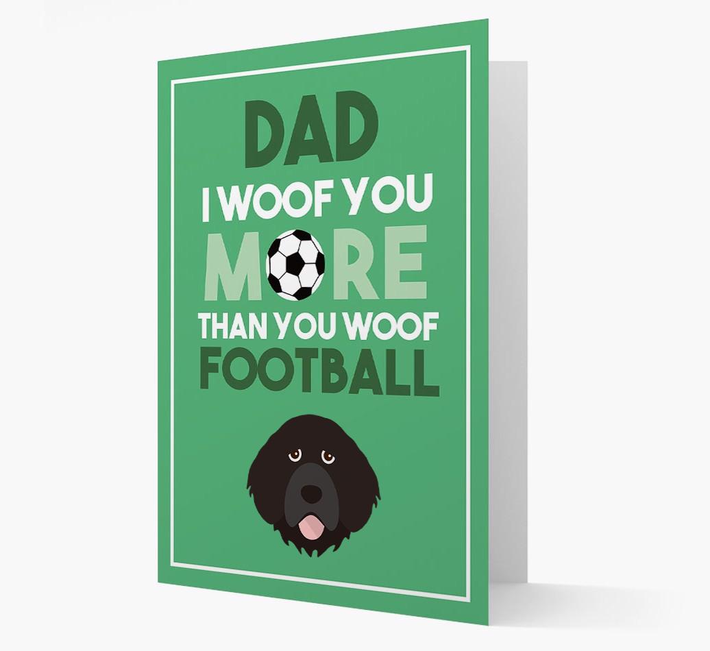 'Woof you more than you woof Football' Card with {breedFullName} Icon