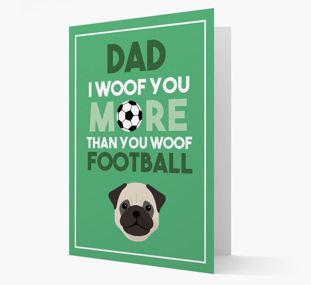 'Woof you more than you woof Football' Card with {breedFullName} Icon