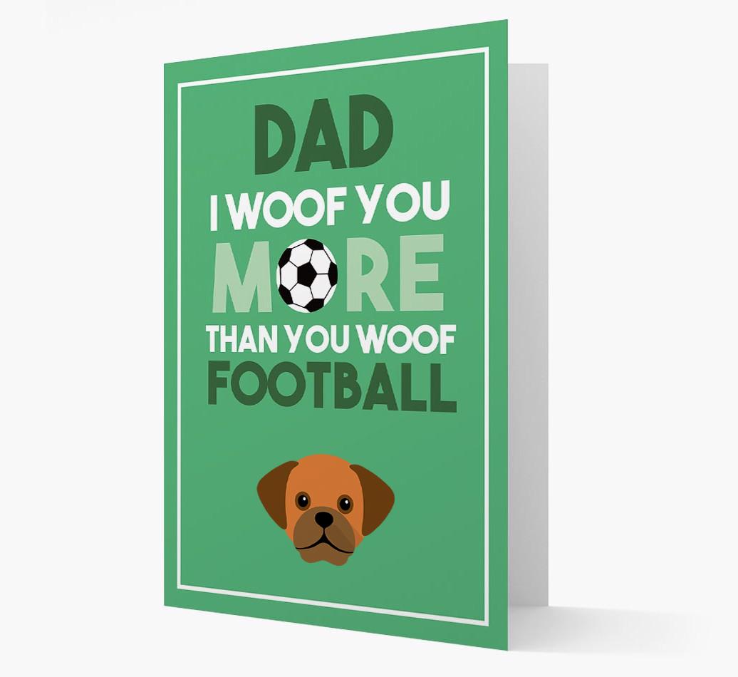 'Woof you more than you woof Football' Card with {breedFullName} Icon