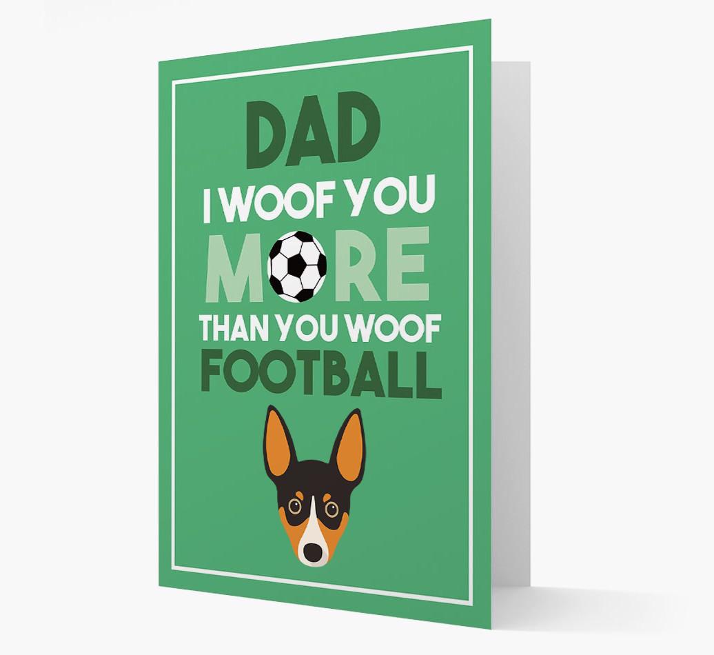 'Woof you more than you woof Football' Card with {breedFullName} Icon