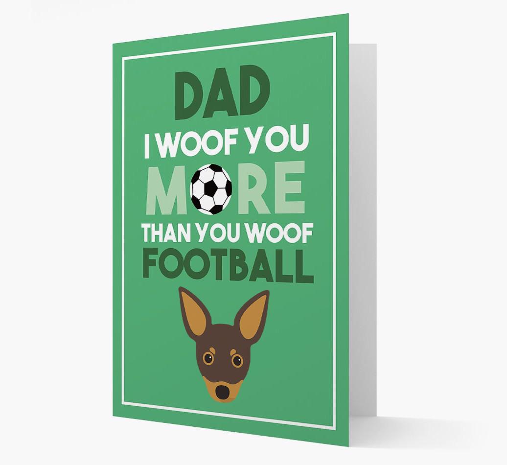'Woof you more than you woof Football' Card with {breedFullName} Icon