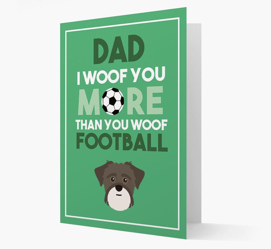 'Woof you more than you woof Football' Card with {breedFullName} Icon