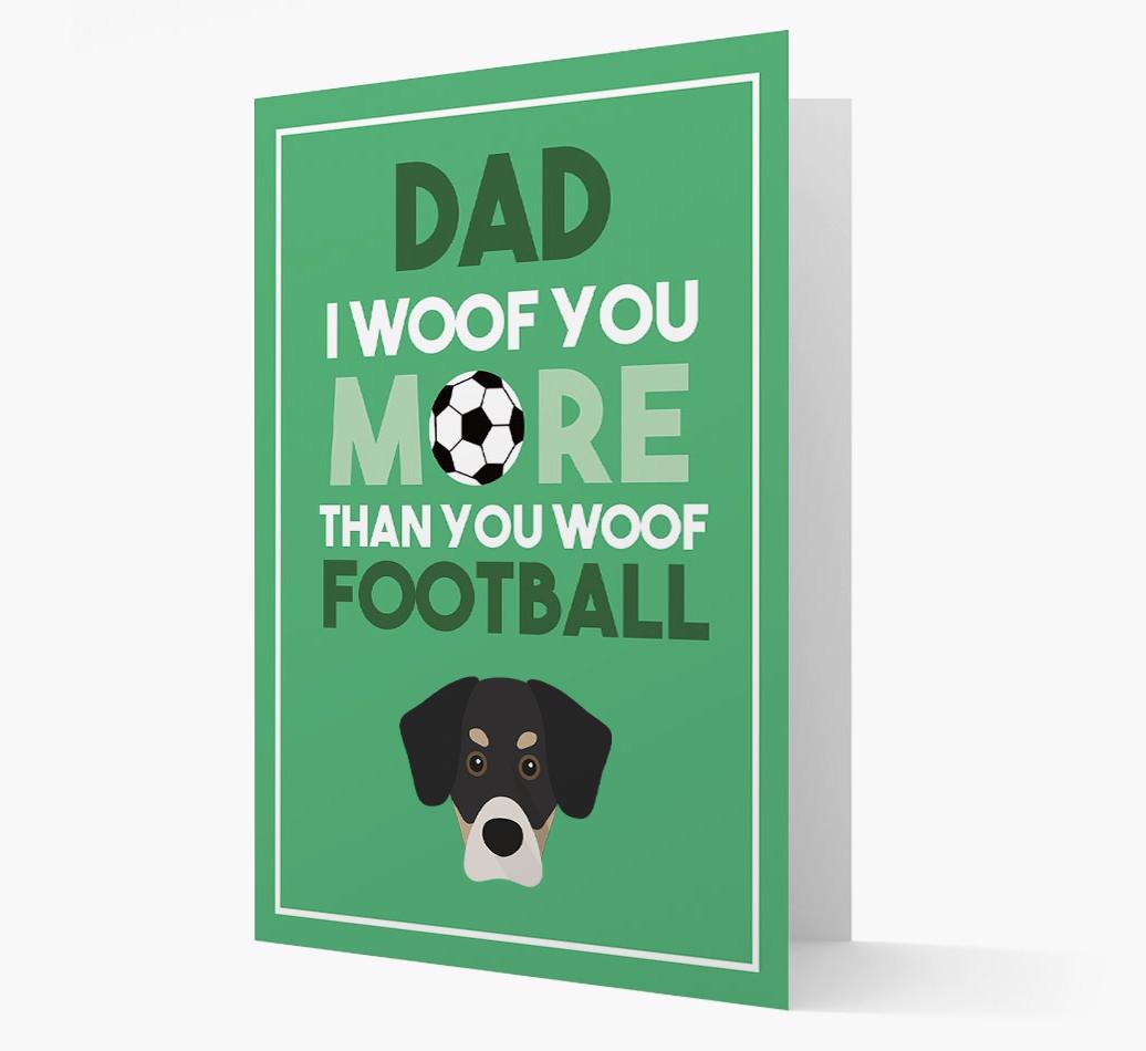 'Woof you more than you woof Football' Card with {breedFullName} Icon