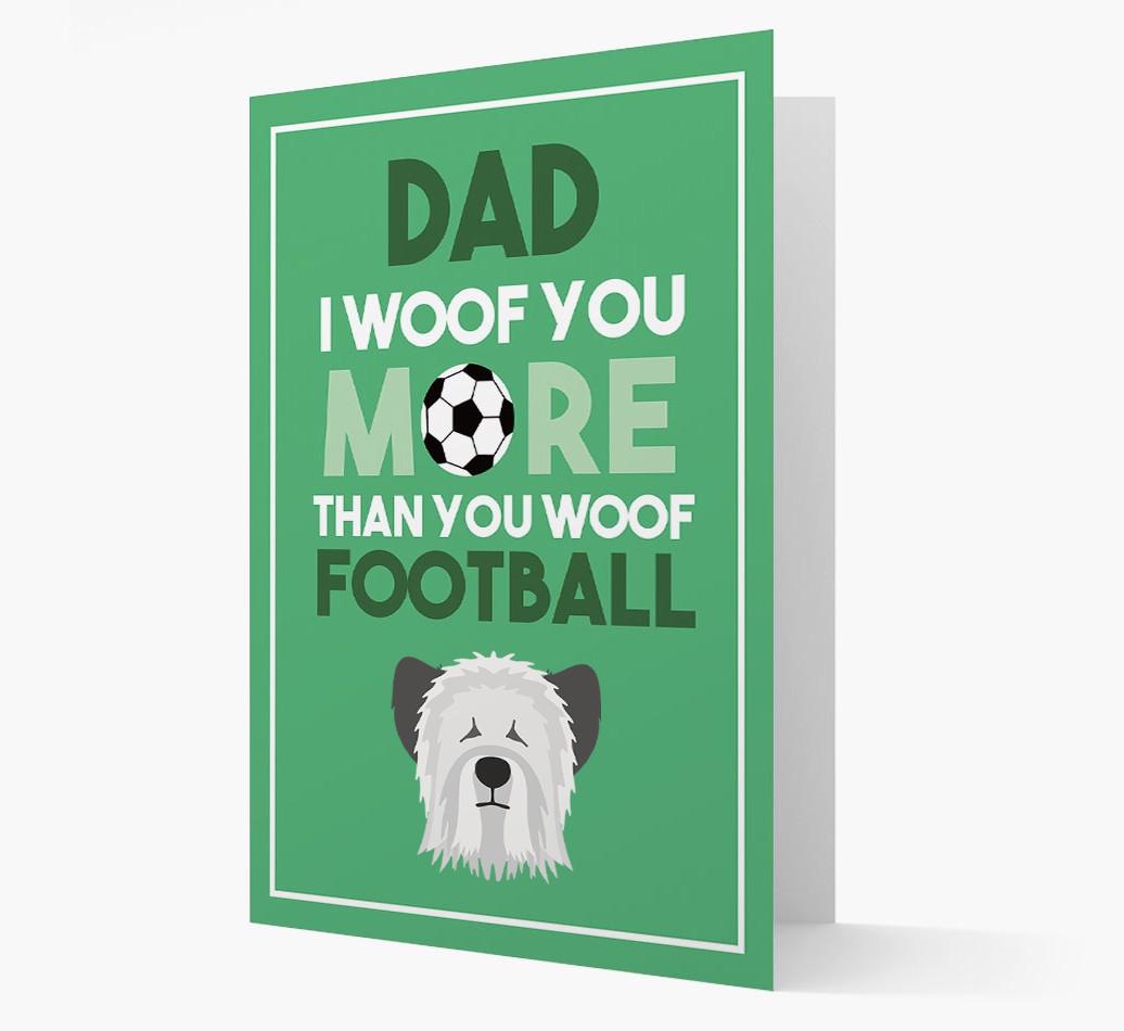 'Woof you more than you woof Football' Card with {breedFullName} Icon
