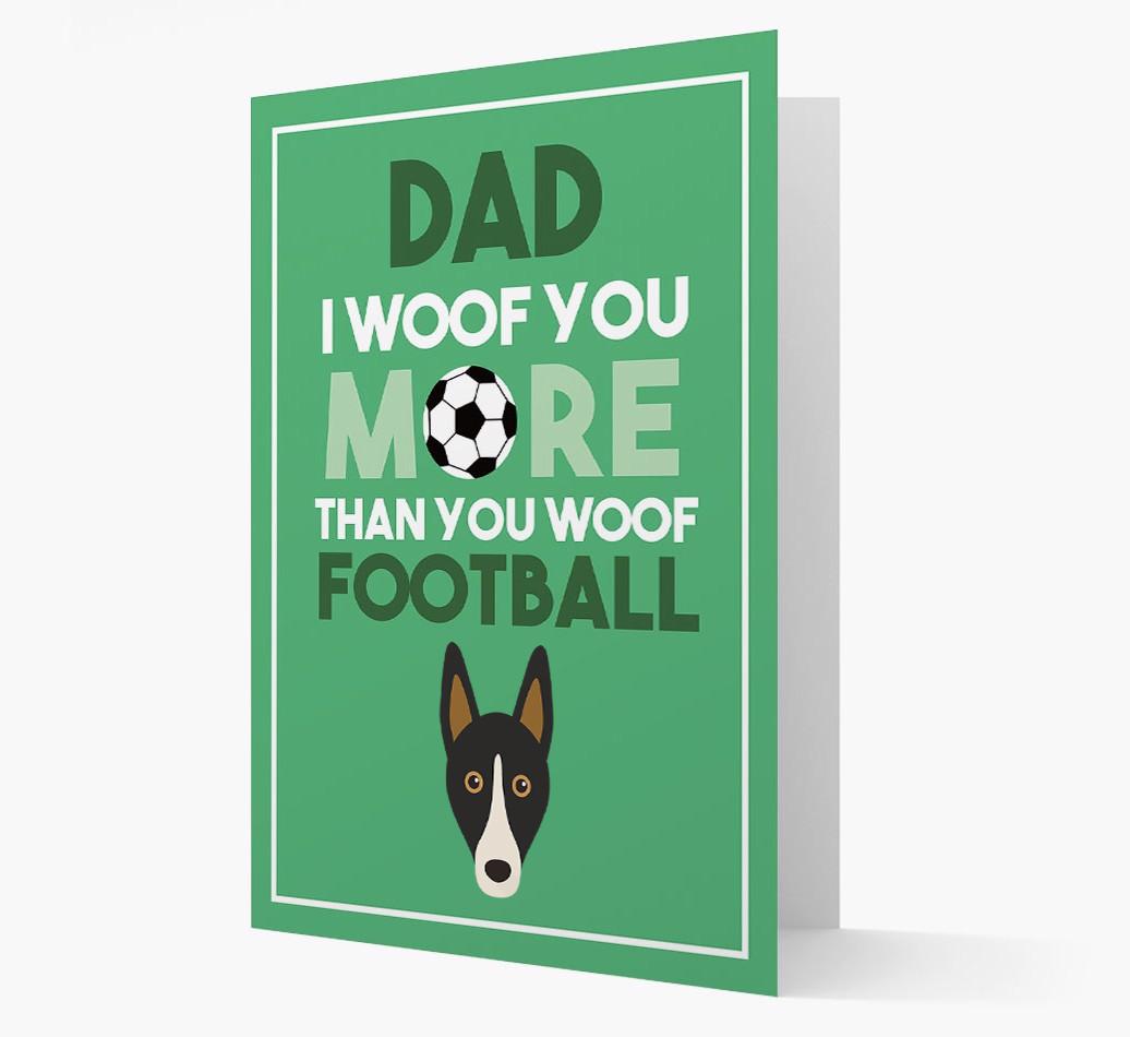 'Woof you more than you woof Football' Card with {breedFullName} Icon