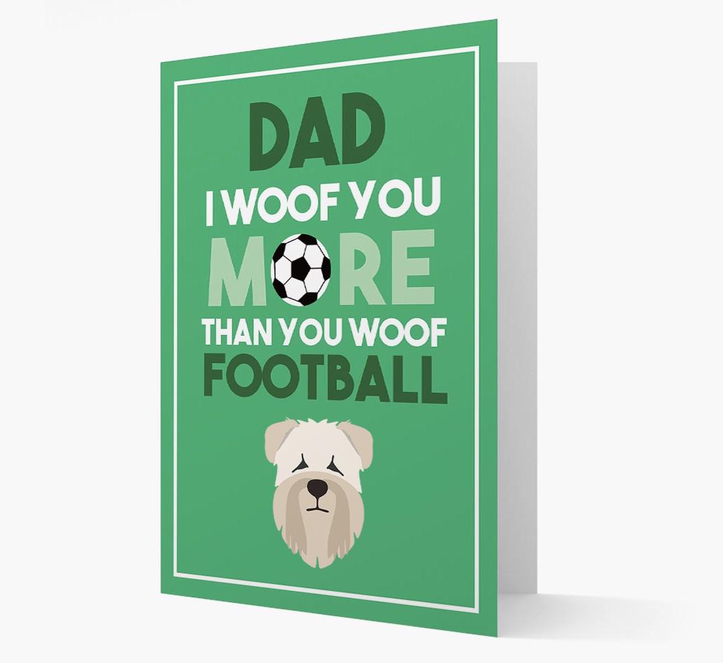 'Woof you more than you woof Football' Card with {breedFullName} Icon