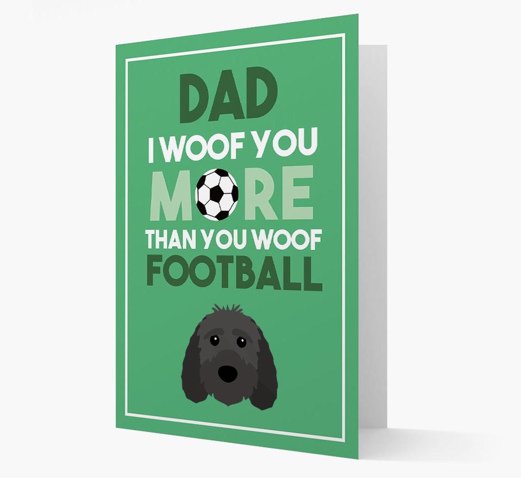 'Woof you more than you woof Football' Card with {breedFullName} Icon