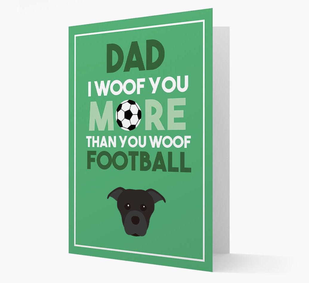 'Woof you more than you woof Football' Card with {breedFullName} Icon