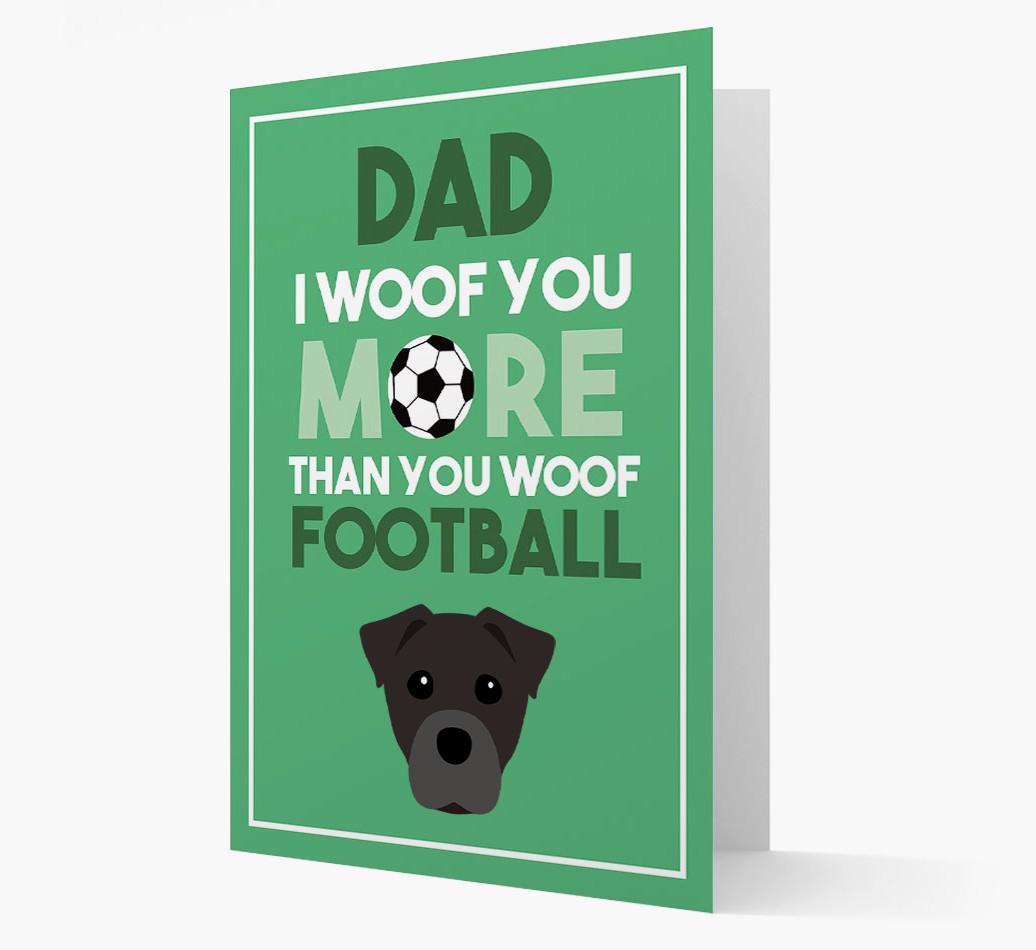 'Woof you more than you woof Football' Card with {breedFullName} Icon