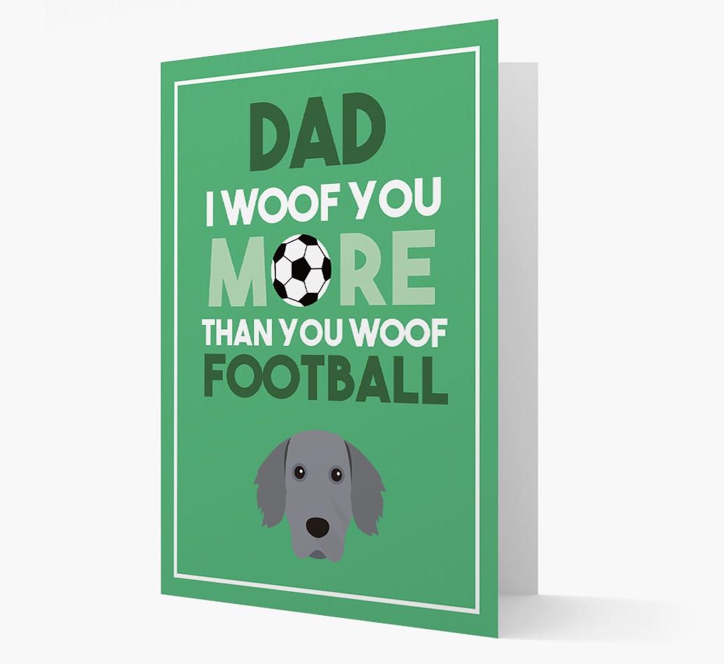 'Woof you more than you woof Football' Card with {breedFullName} Icon