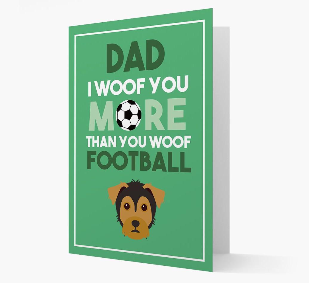 'Woof you more than you woof Football' Card with {breedFullName} Icon