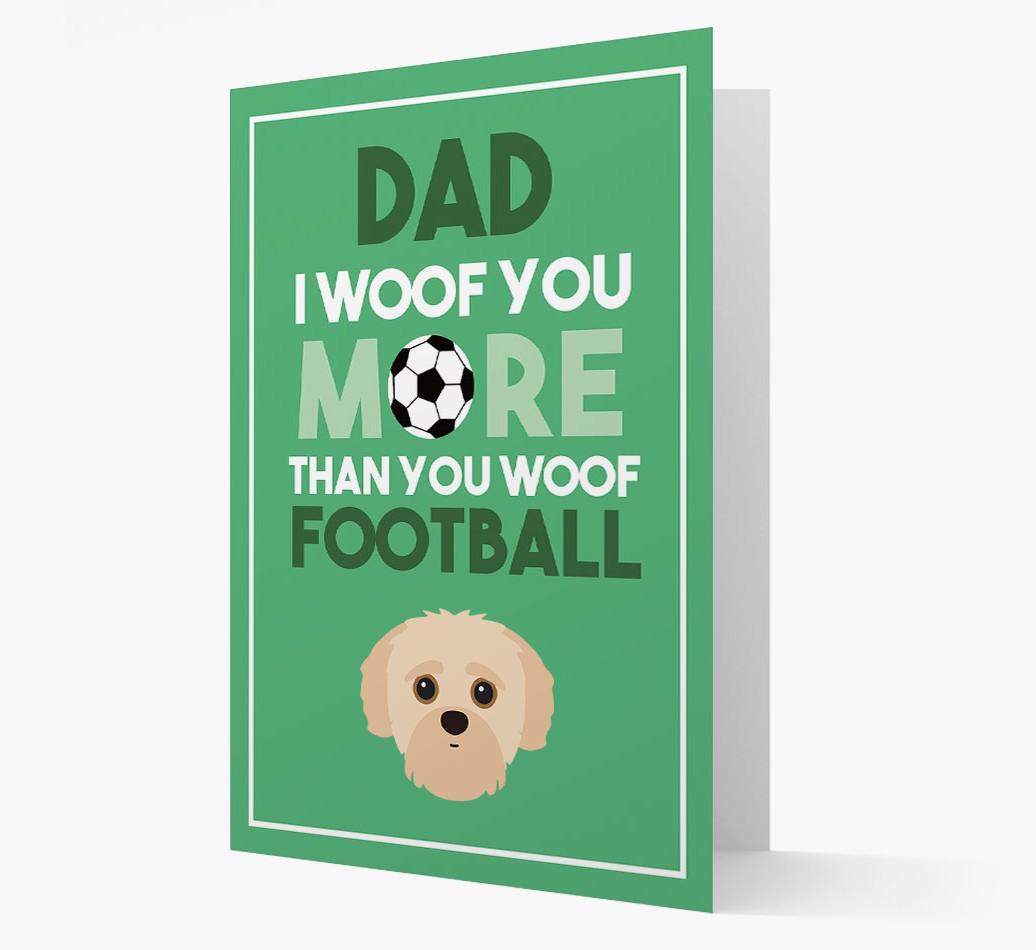 'Woof you more than you woof Football' Card with {breedFullName} Icon