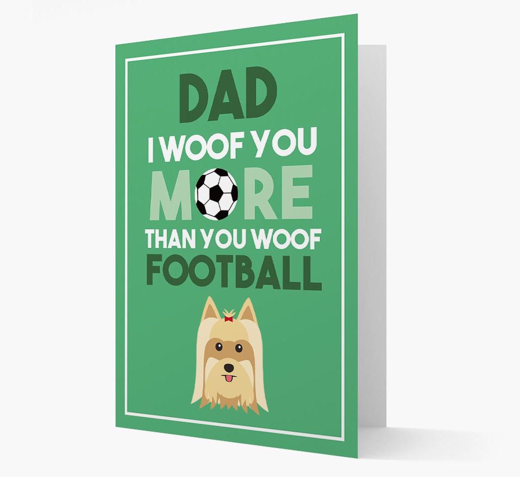 'Woof you more than you woof Football' Card with {breedFullName} Icon