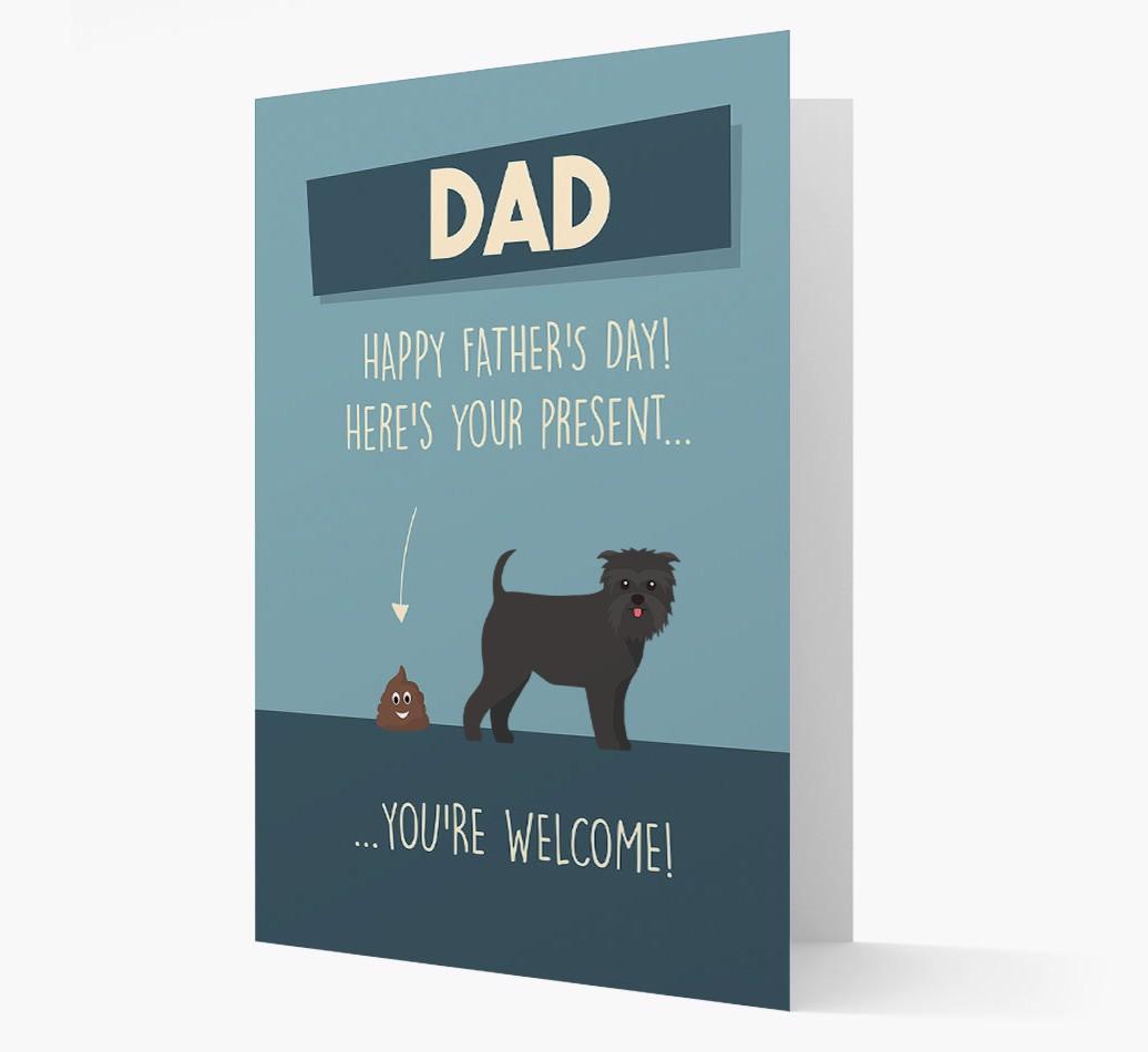'Dad, here's your present...' Card for {breedFullName} Dad