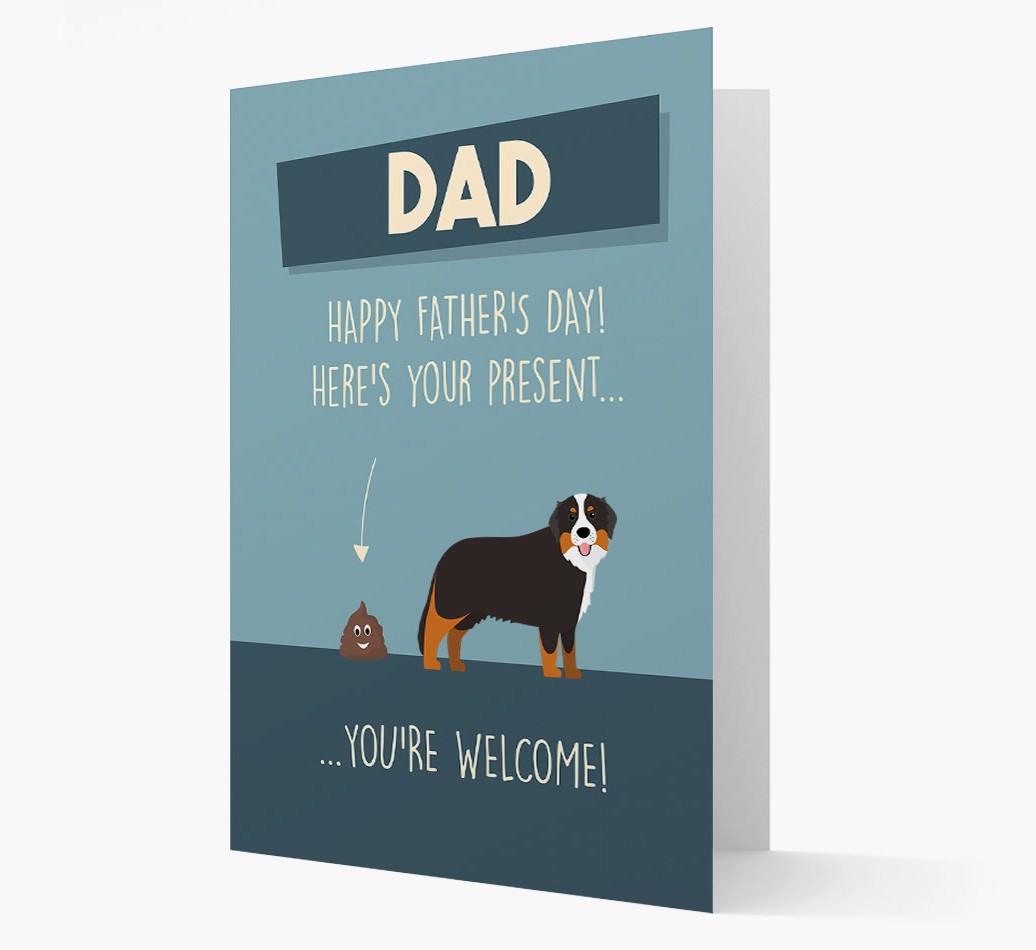 'Dad, here's your present...' Card for {breedFullName} Dad