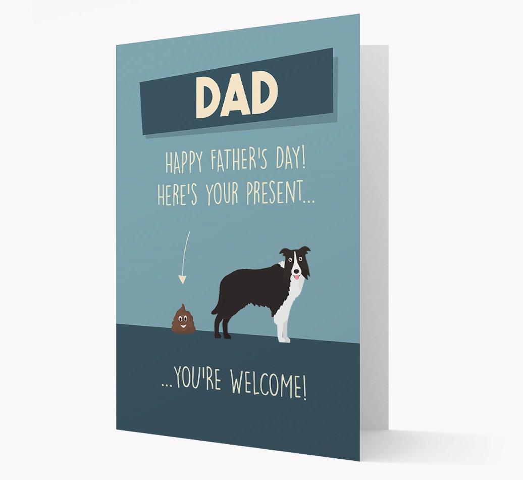 'Dad, here's your present...' Card for {breedFullName} Dad