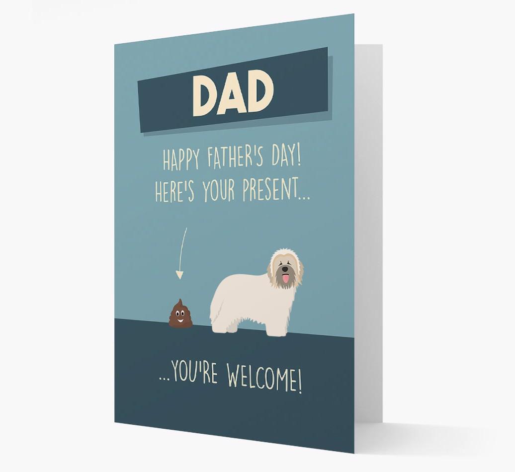 'Dad, here's your present...' Card for {breedFullName} Dad