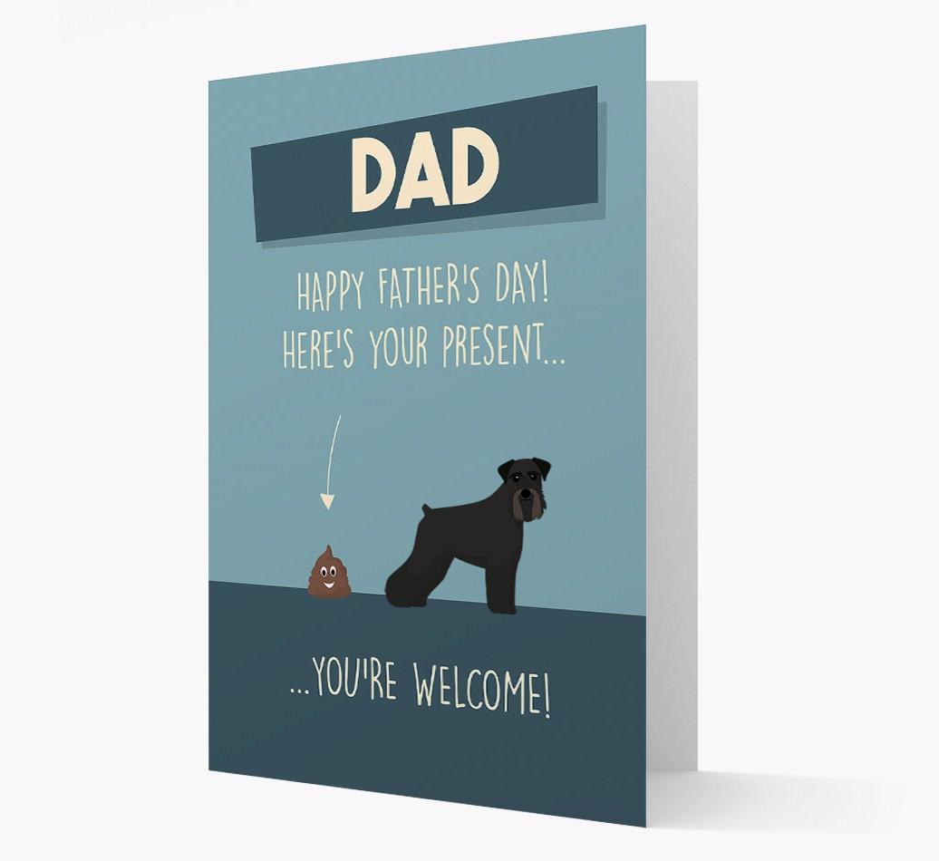 'Dad, here's your present...' Card for {breedFullName} Dad