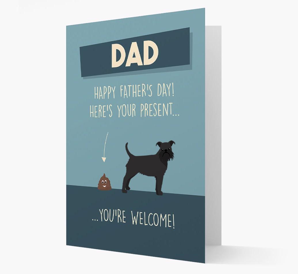 'Dad, here's your present...' Card for {breedFullName} Dad