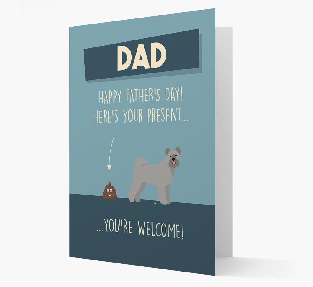 'Dad, here's your present...' Card for {breedFullName} Dad