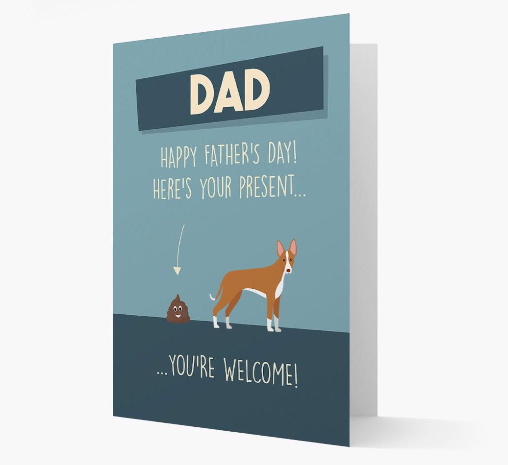 'Dad, here's your present...' Card for {breedFullName} Dad