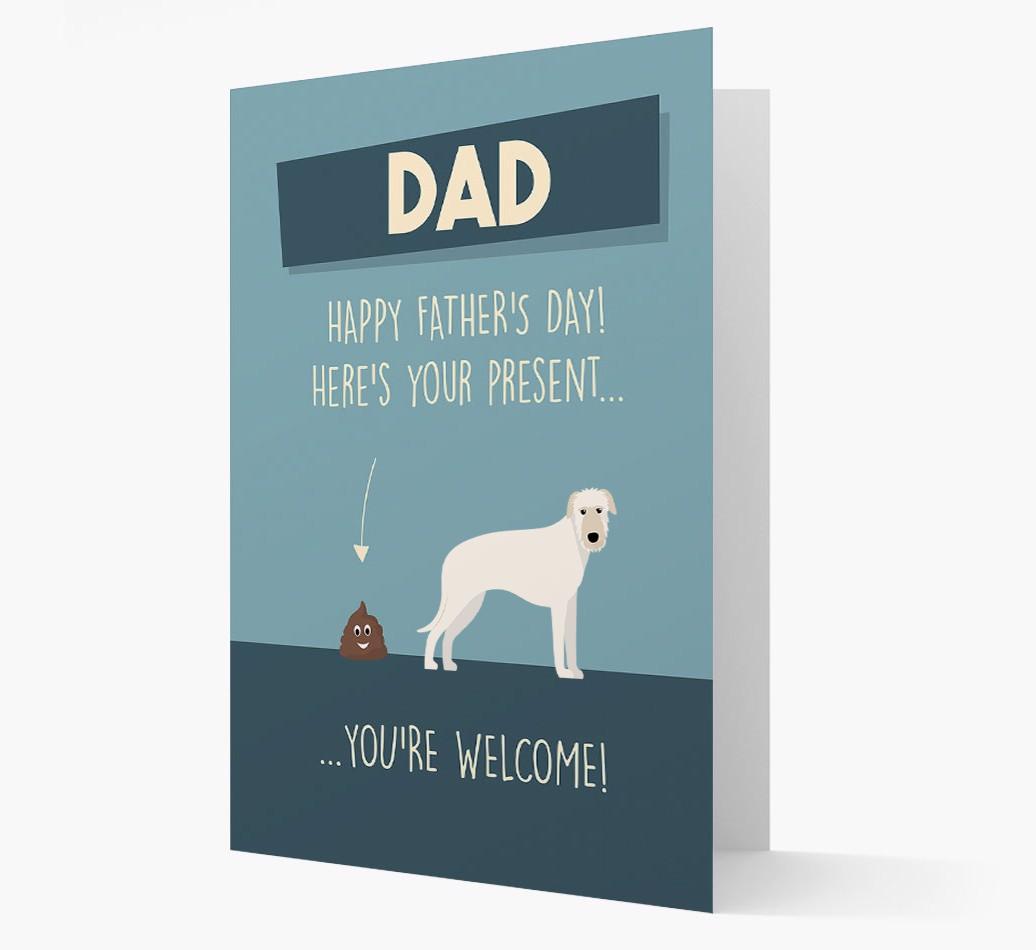 'Dad, here's your present...' Card for {breedFullName} Dad