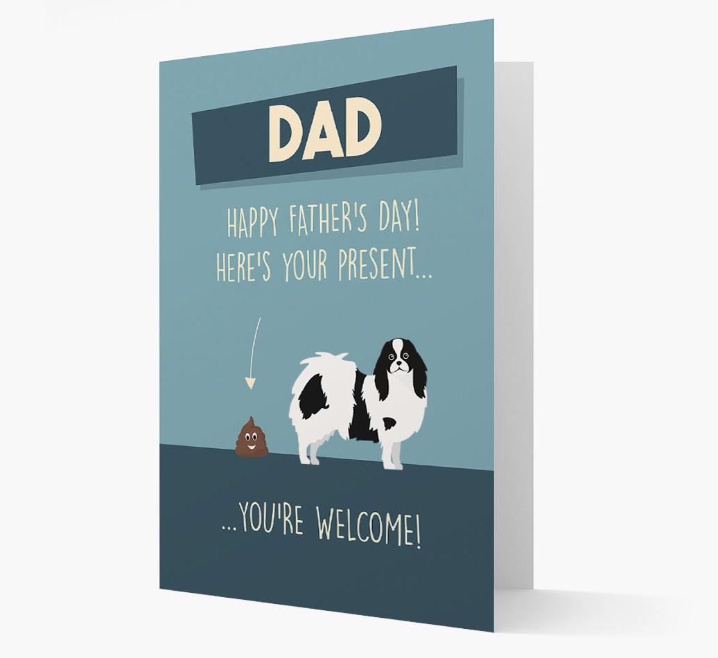 'Dad, here's your present...' Card for {breedFullName} Dad