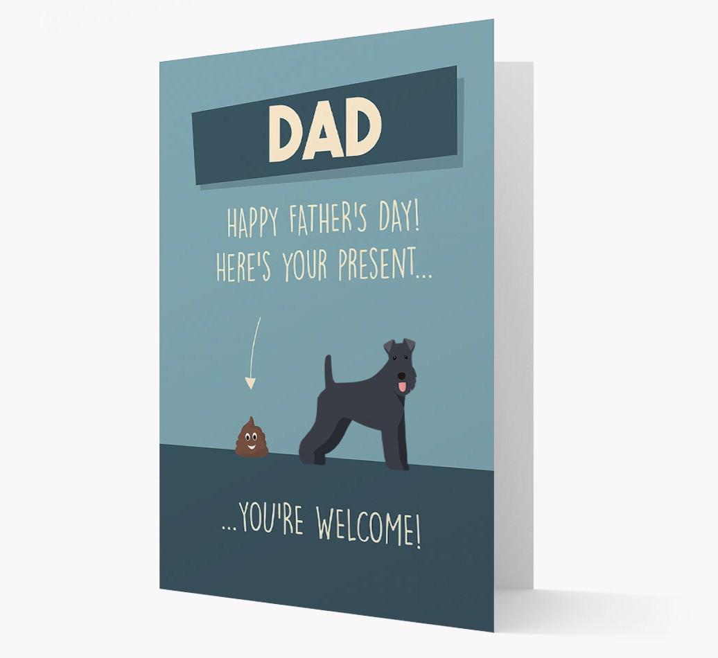 'Dad, here's your present...' Card for {breedFullName} Dad