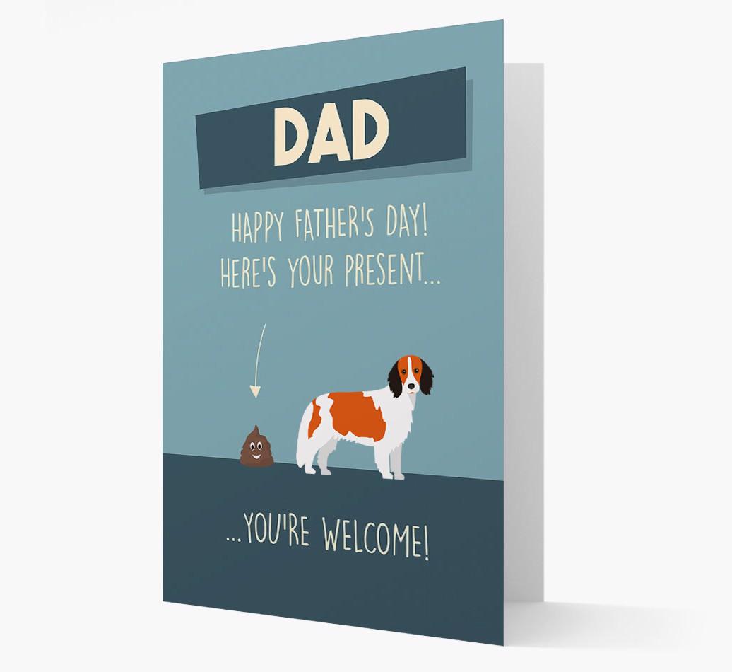 'Dad, here's your present...' Card for {breedFullName} Dad