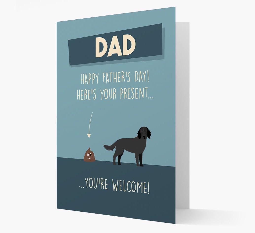 'Dad, here's your present...' Card for {breedFullName} Dad