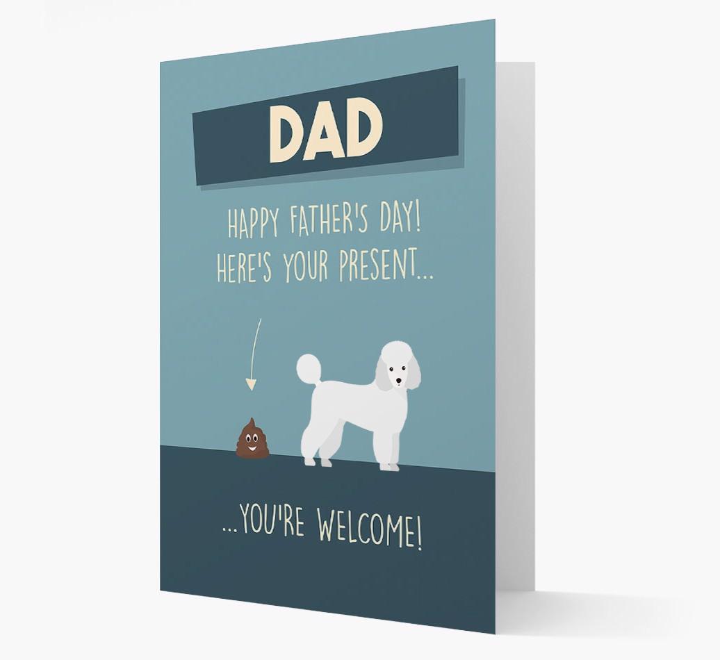 'Dad, here's your present...' Card for {breedFullName} Dad