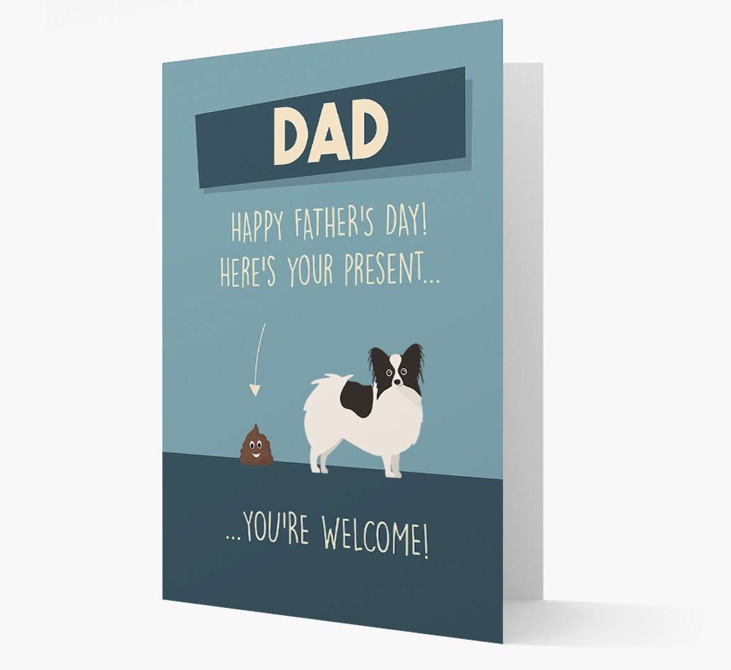 'Dad, here's your present...' Card for {breedFullName} Dad