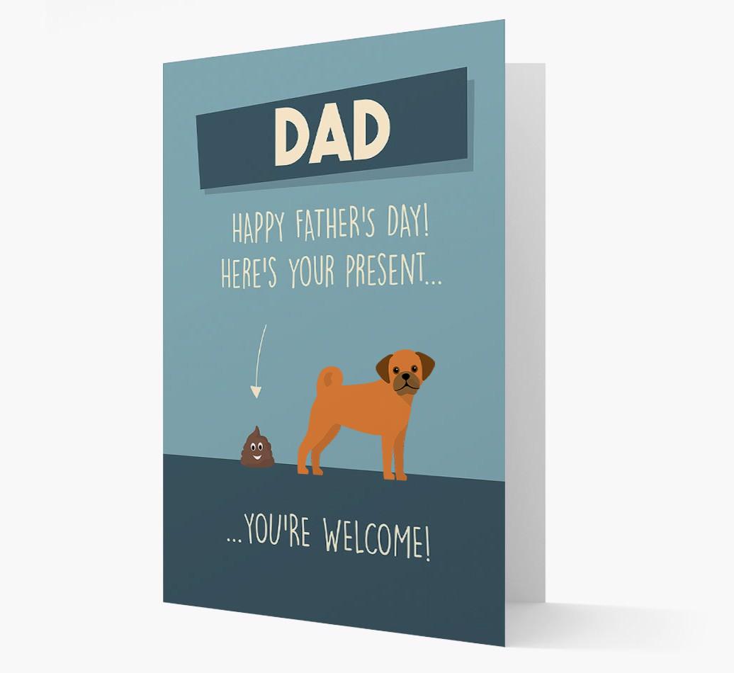 'Dad, here's your present...' Card for {breedFullName} Dad