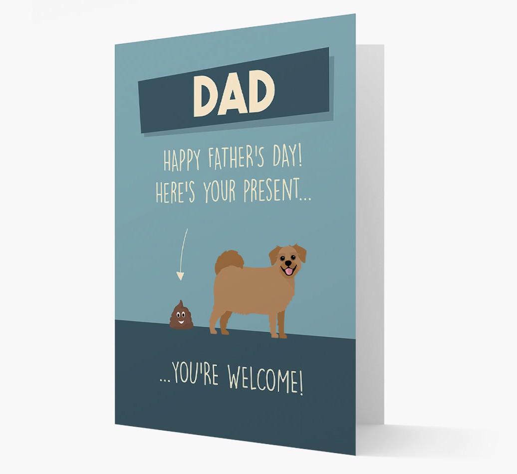 'Dad, here's your present...' Card for {breedFullName} Dad