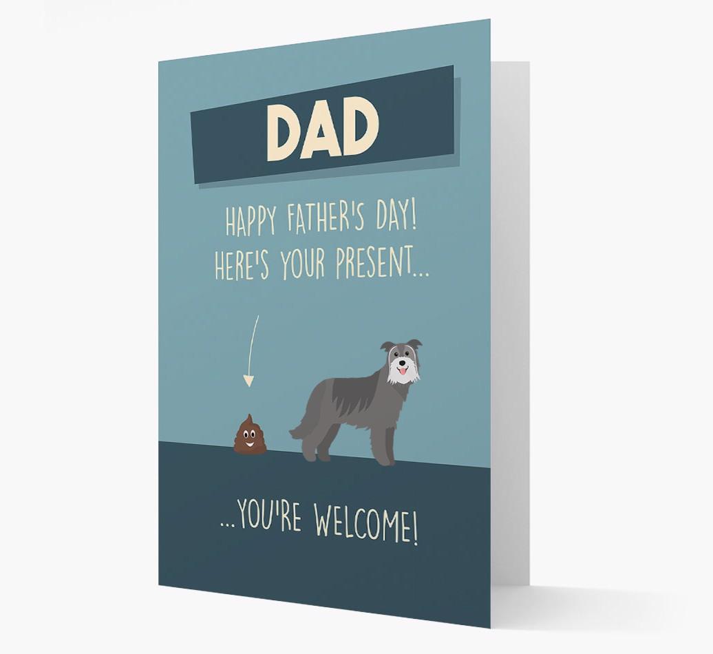 'Dad, here's your present...' Card for {breedFullName} Dad