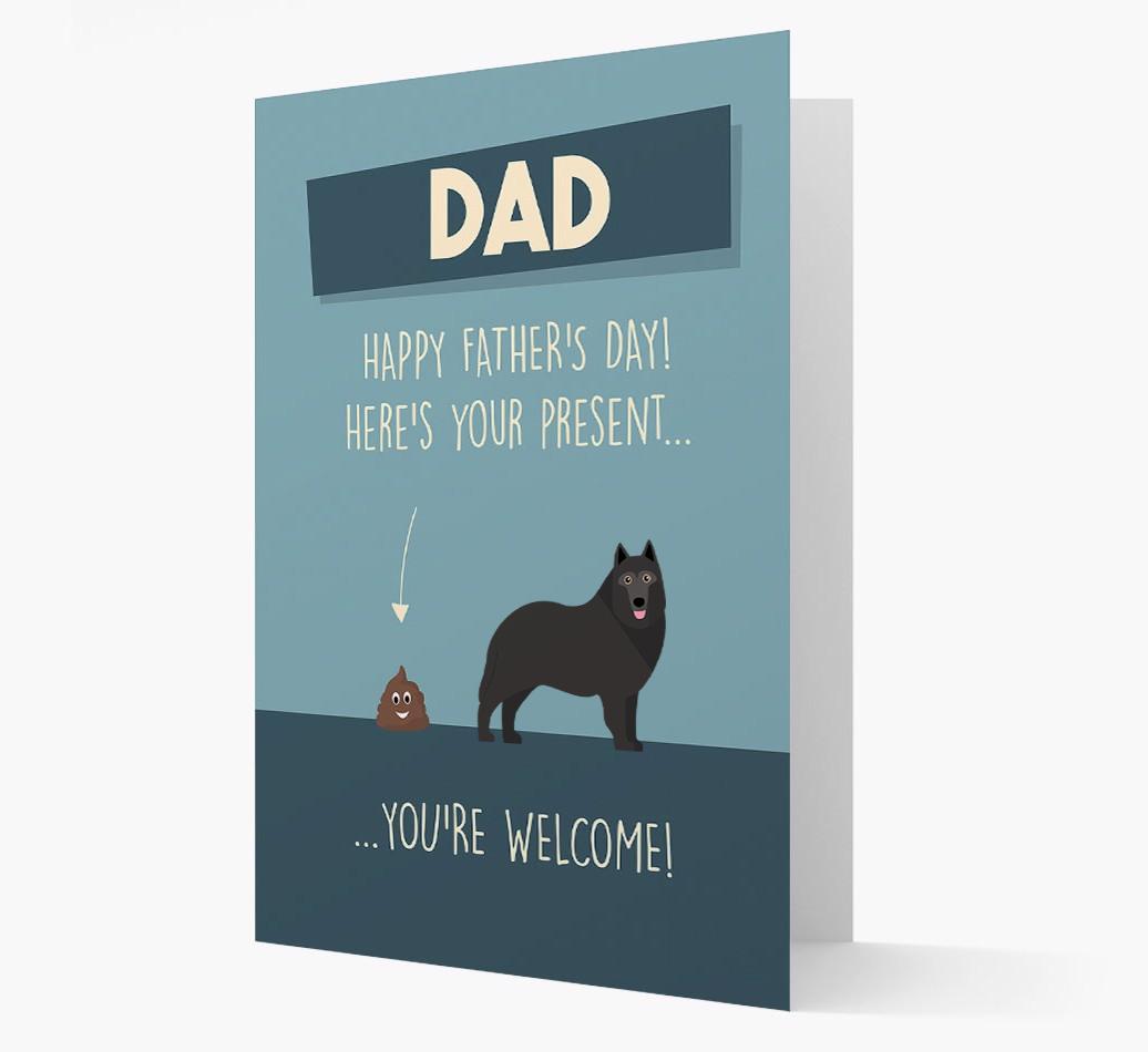 'Dad, here's your present...' Card for {breedFullName} Dad
