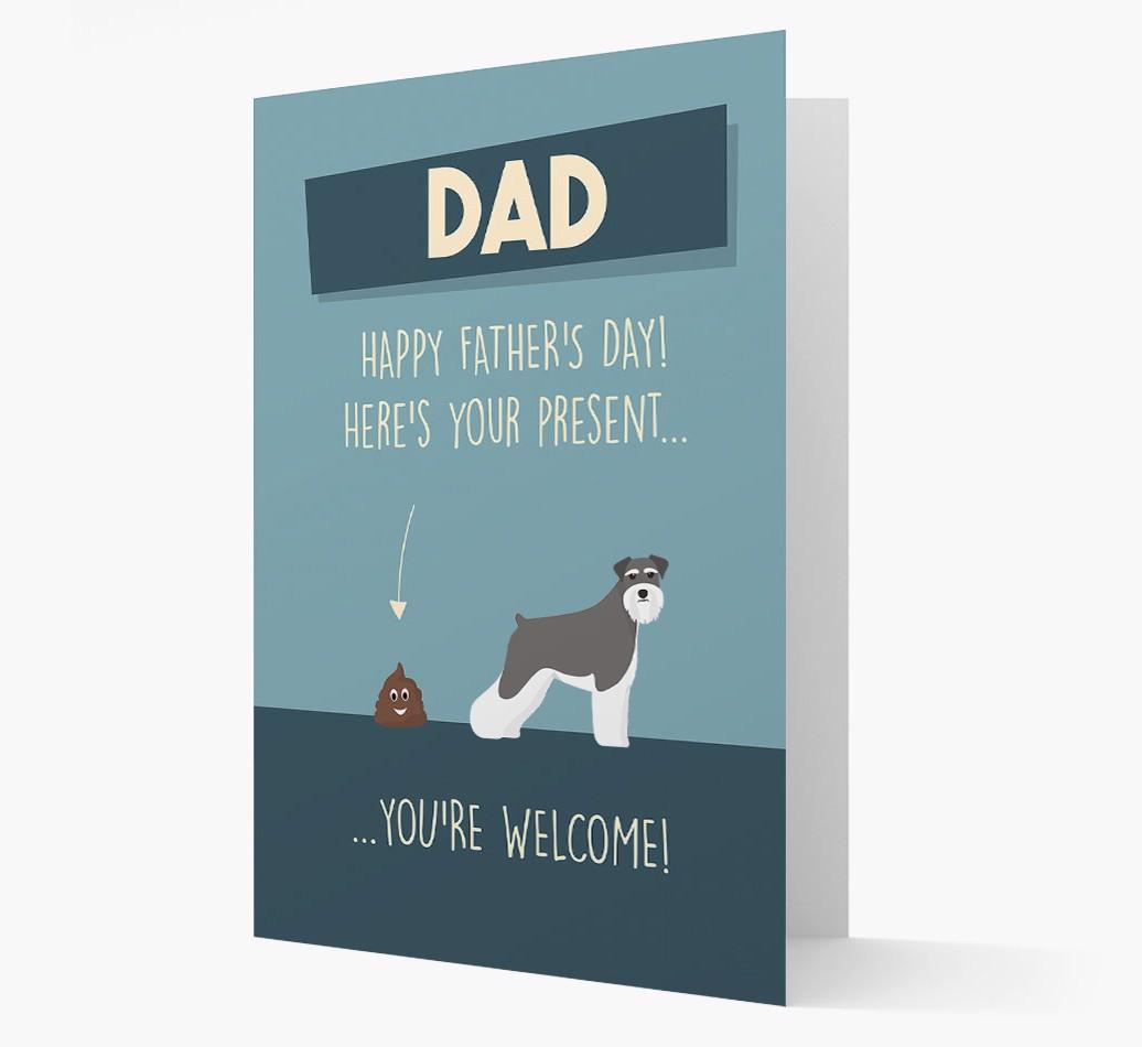 'Dad, here's your present...' Card for {breedFullName} Dad