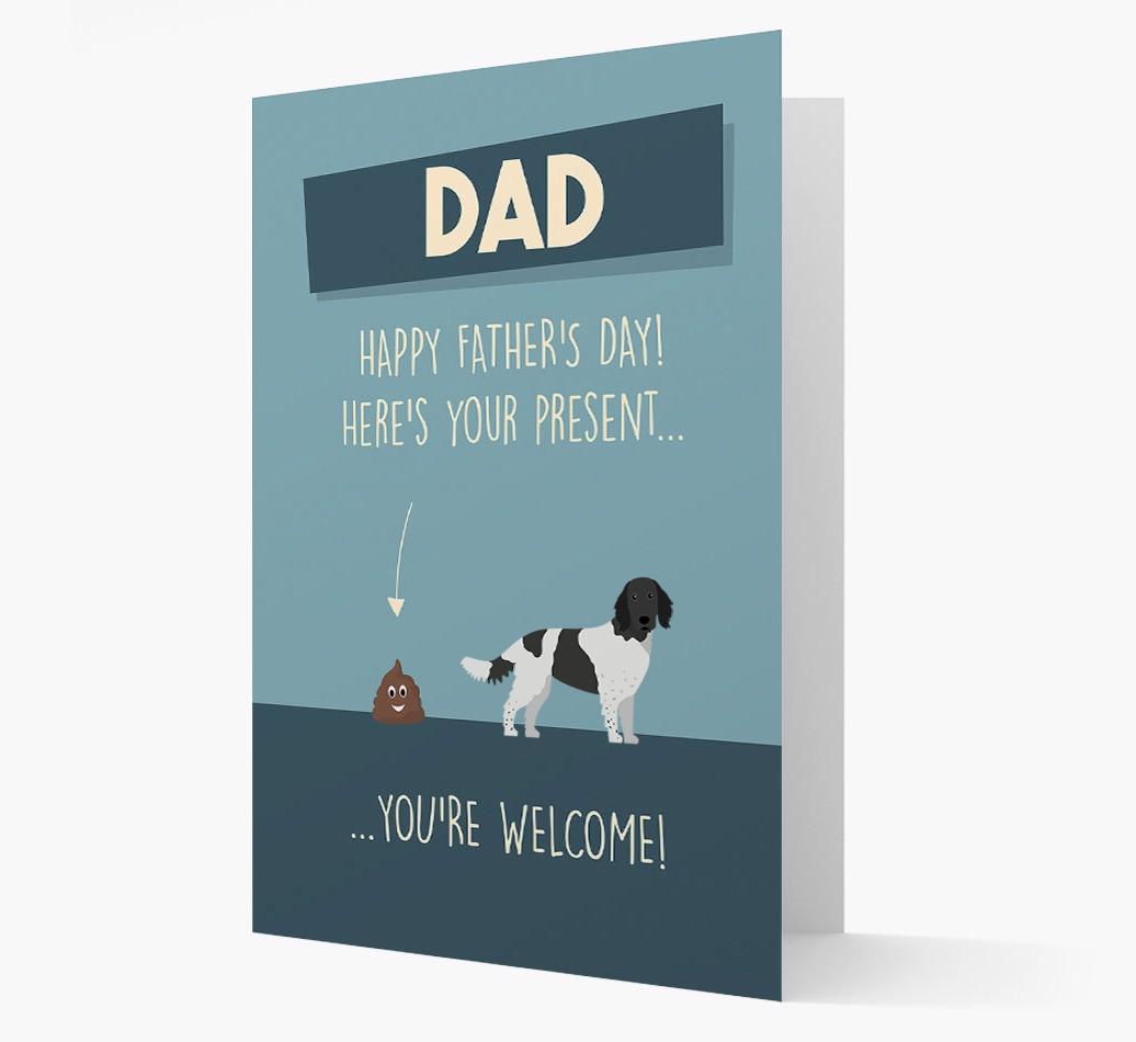 'Dad, here's your present...' Card for {breedFullName} Dad