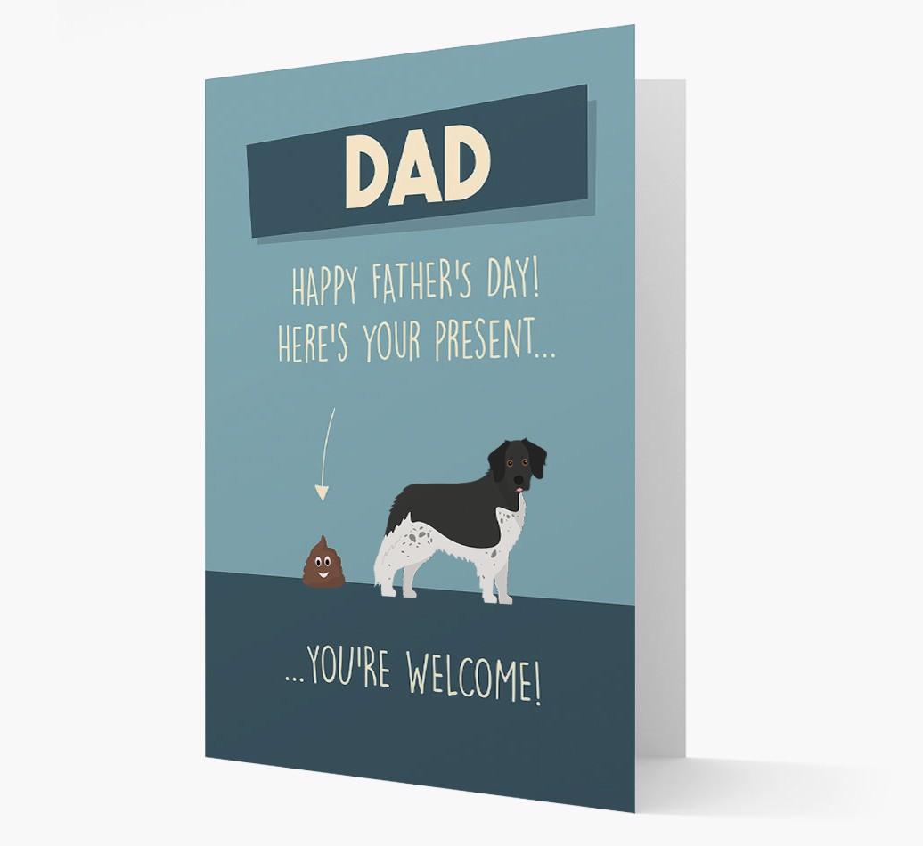 'Dad, here's your present...' Card for {breedFullName} Dad