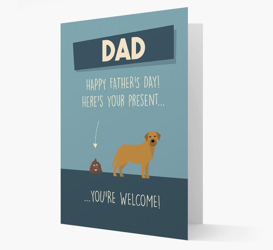 'Dad, here's your present...' Card for {breedFullName} Dad