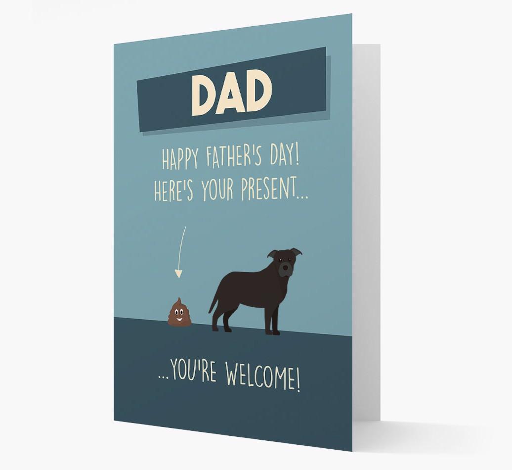 'Dad, here's your present...' Card for {breedFullName} Dad