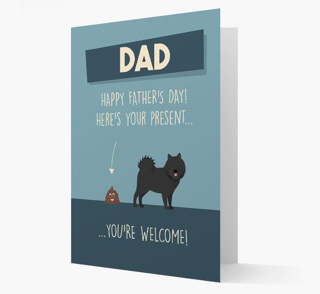 'Dad, here's your present...' Card for {breedFullName} Dad