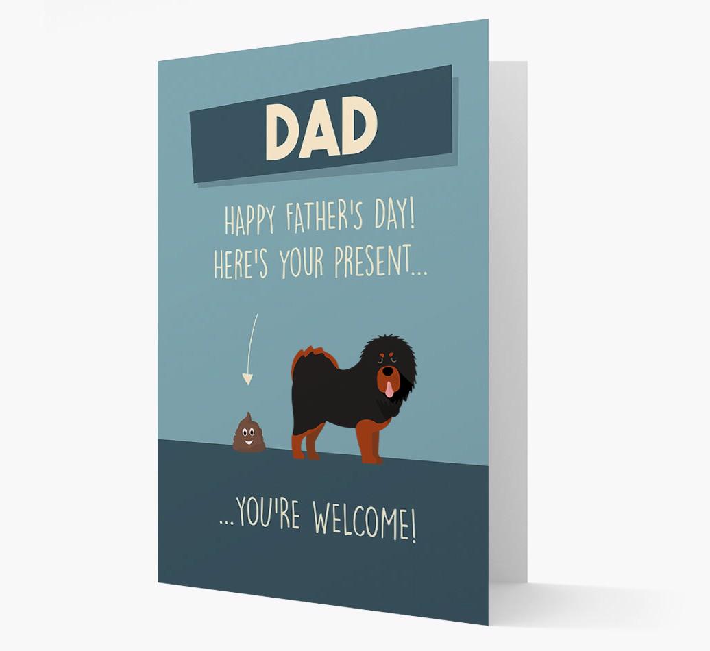 'Dad, here's your present...' Card for {breedFullName} Dad