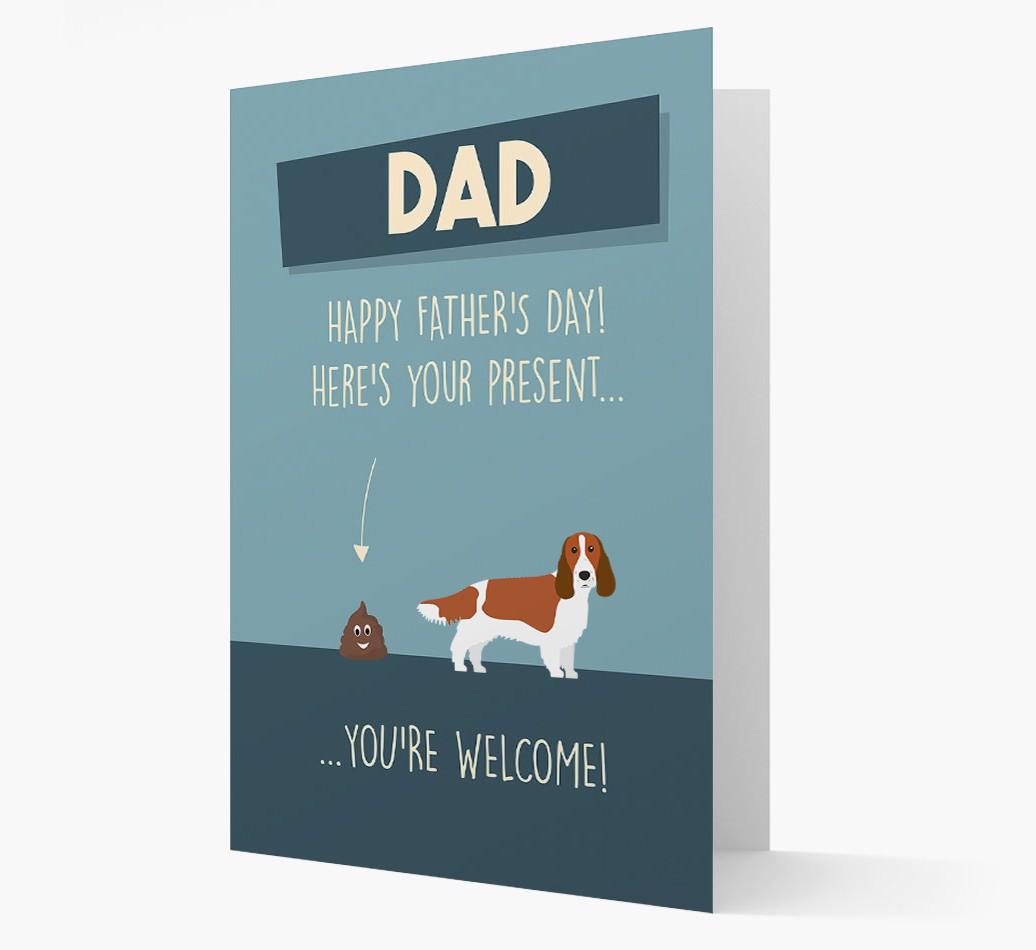 'Dad, here's your present...' Card for {breedFullName} Dad