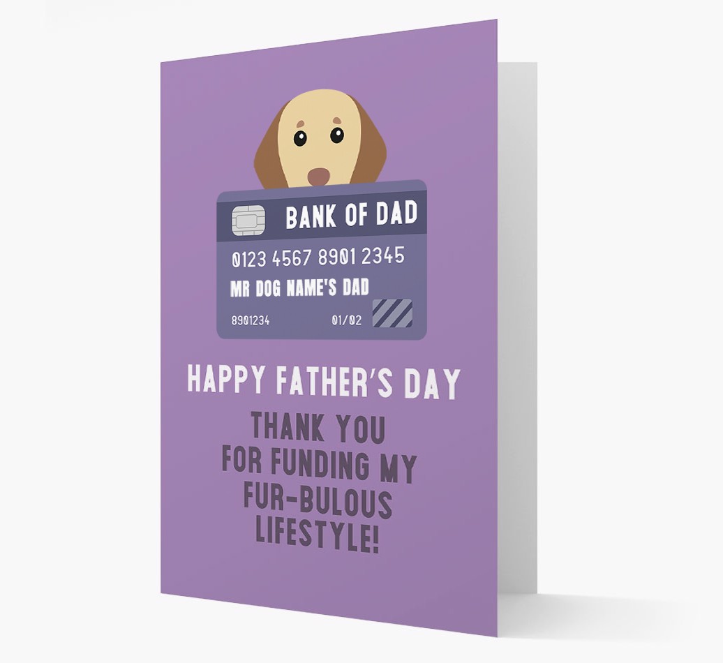 Personalized 'Bank of Dad' Card with {breedFullName} Icon