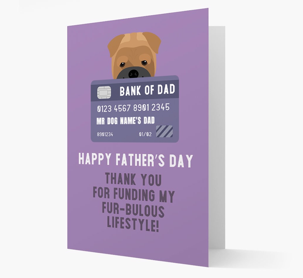 Personalized 'Bank of Dad' Card with {breedFullName} Icon
