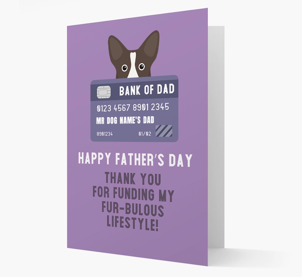 Personalized 'Bank of Dad' Card with {breedFullName} Icon