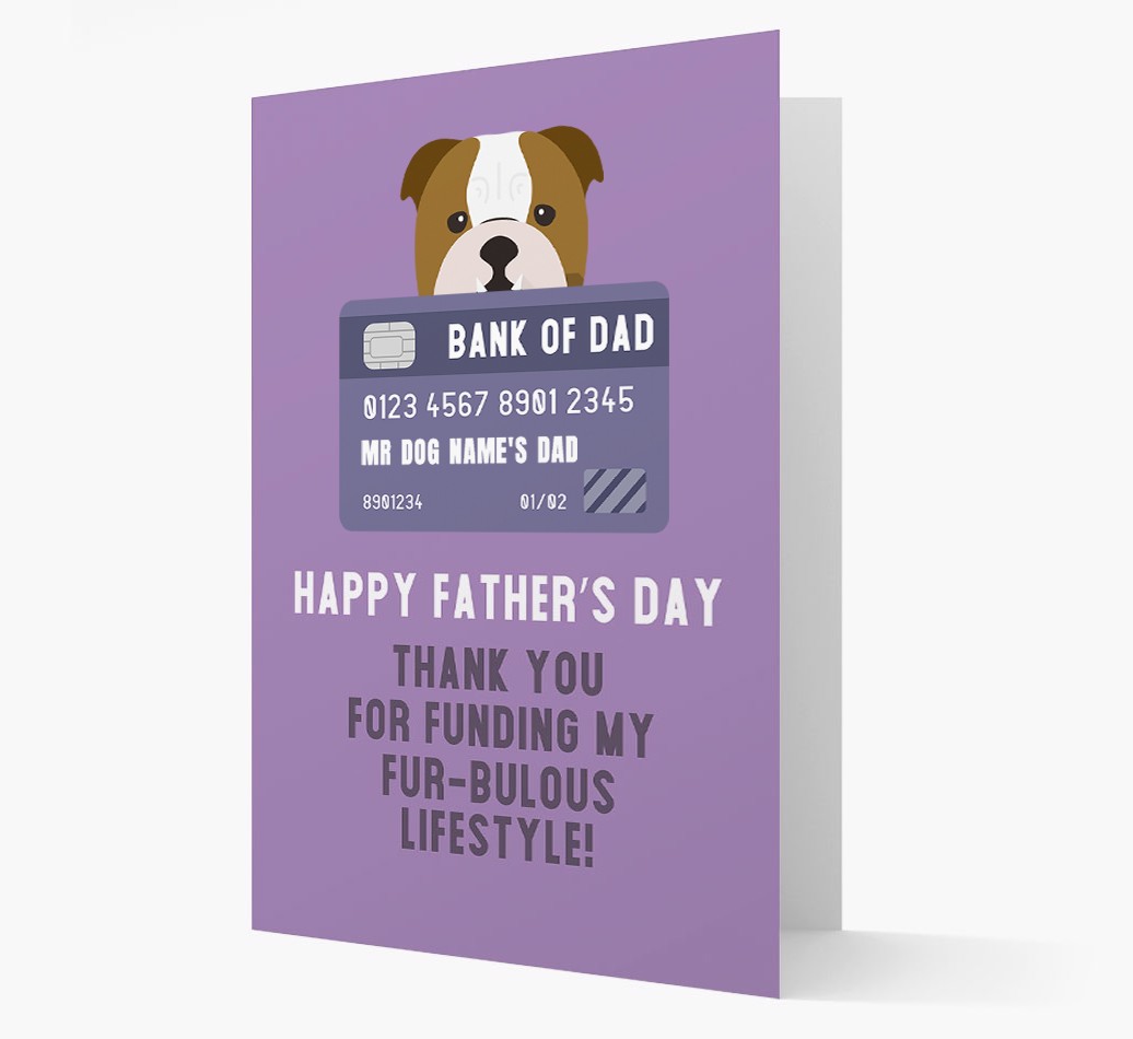 Personalised 'Bank of Dad' Card with {breedFullName} Icon
