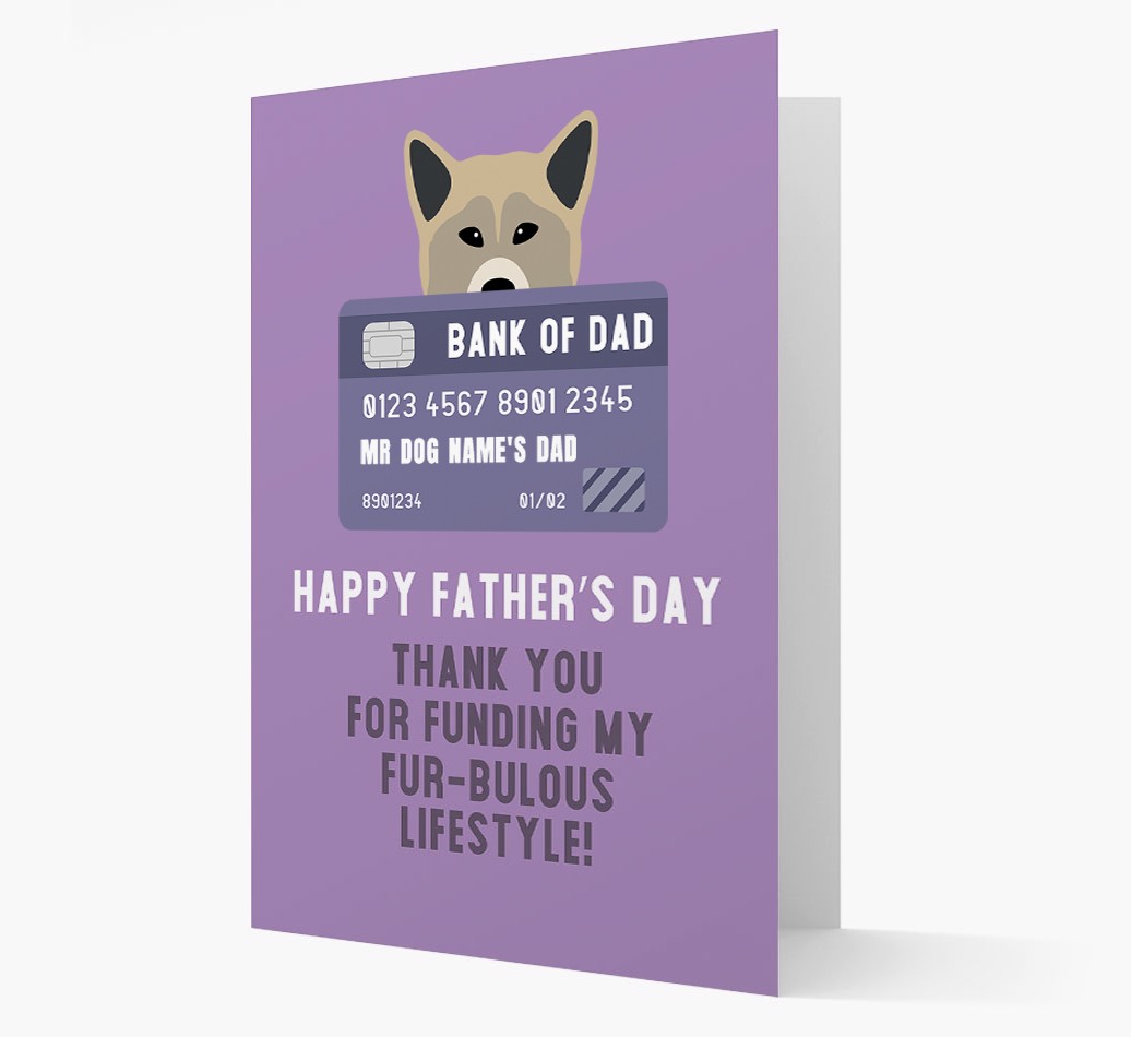 Personalized 'Bank of Dad' Card with {breedFullName} Icon